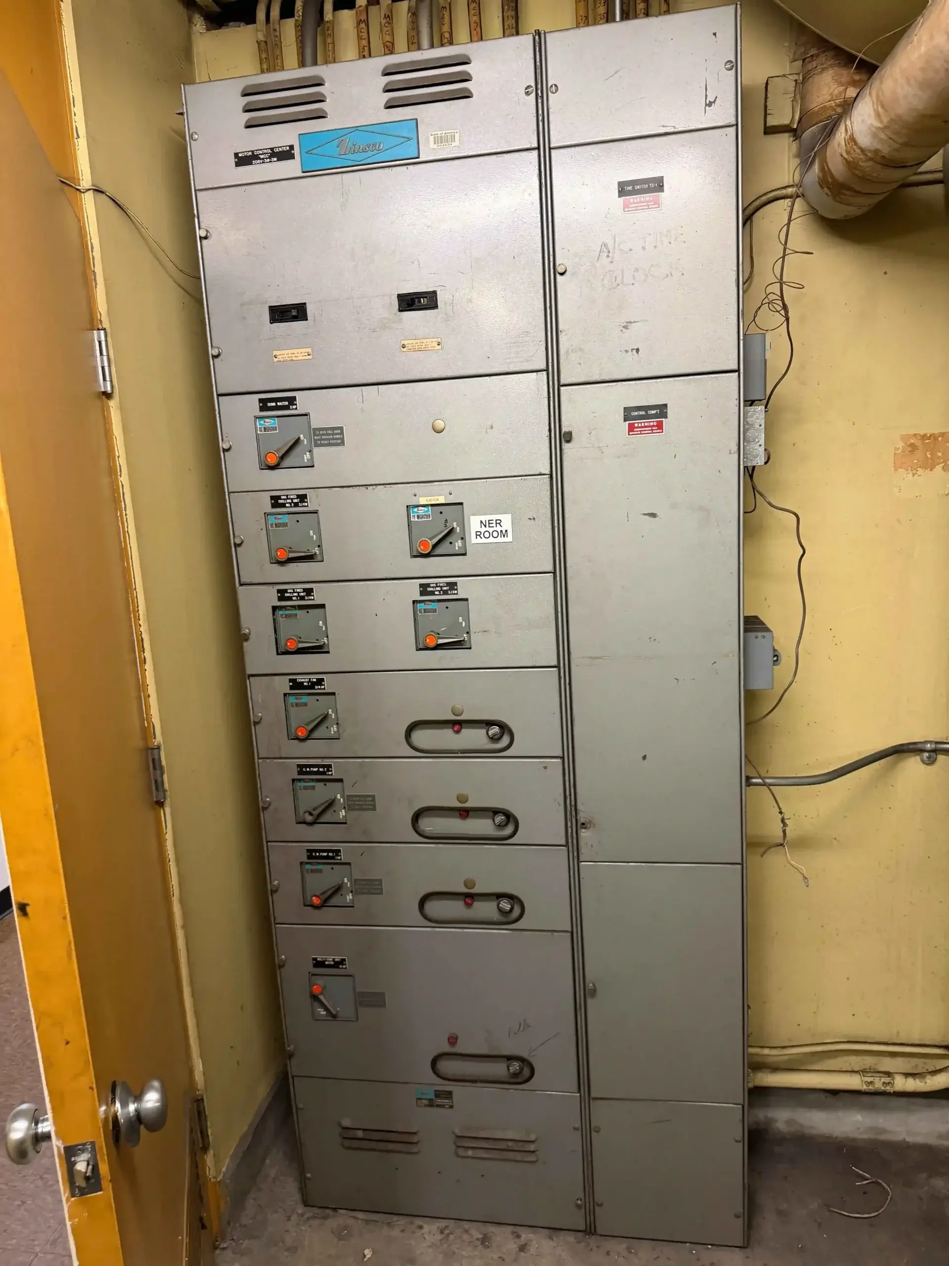 Electrical control panel in mechanical room for HVAC upgrade