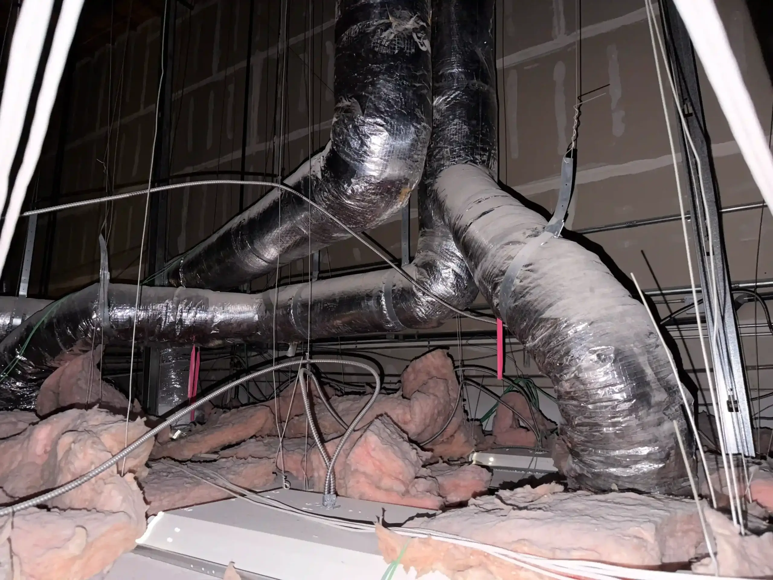 Insulated HVAC ductwork - ceiling plenum MEP coordination - San Diego CA
